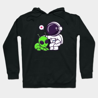 Cute Astronaut Feeding Alien Cartoon Hoodie